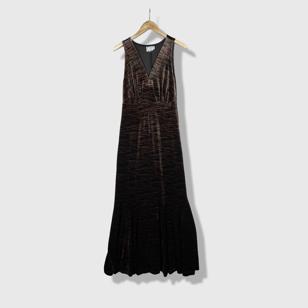 Toots Pierre by M.B. Snow Maxi Dress Women S/M Black Multi Velvet Boho Soft Goth
